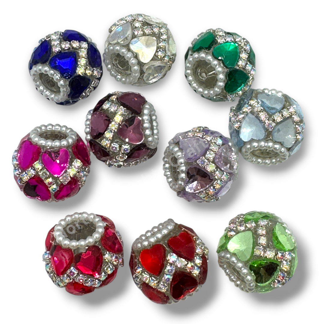 Rhinestone Zig Zag Heart Shape Crystal Fancy Bead - 4pc.