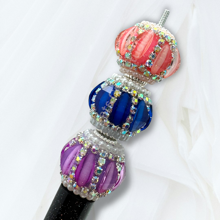 Fancy Pumpkin Slice Rhinestone Beads - 9 piece Mix