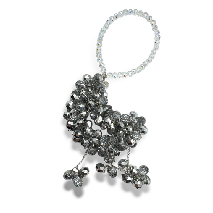 Silver Metallic Crystal Moon Suncatcher / Moon Car Charm