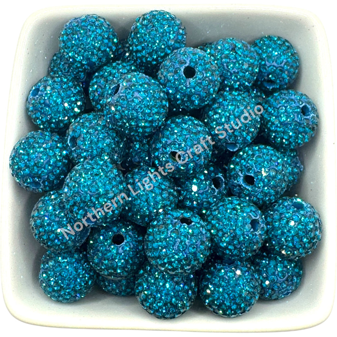 Peacock Rhinestone Clay Base Beads-16mm - 10pc.