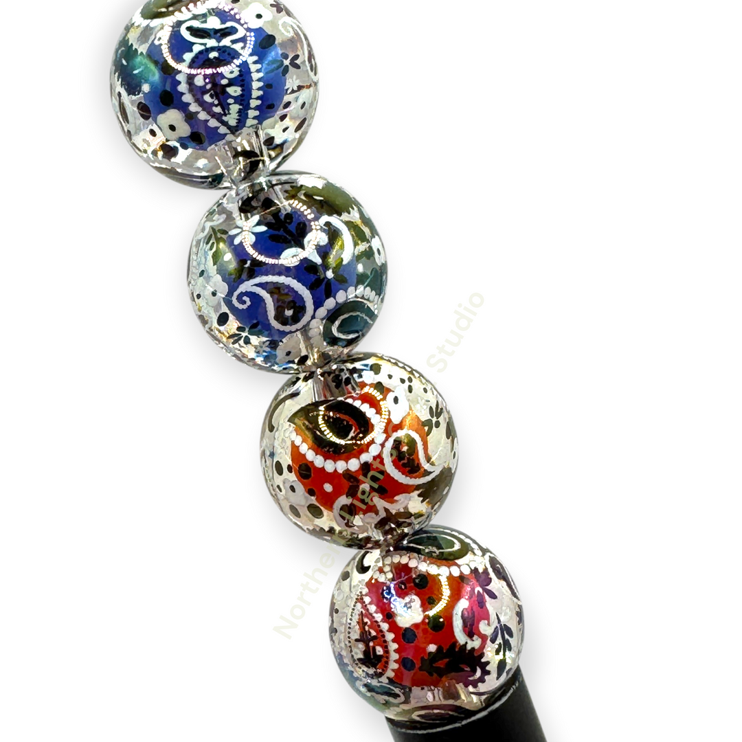 Paisley Double Layer Printed Premium 16mm Acrylic Beads - 20pc.