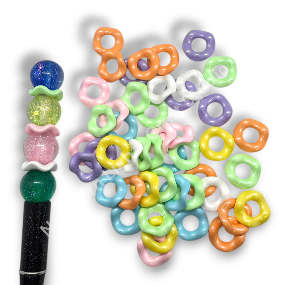 Pastel Pearl Finish Wavy Spacer 16mm Mix of 50 pcs.