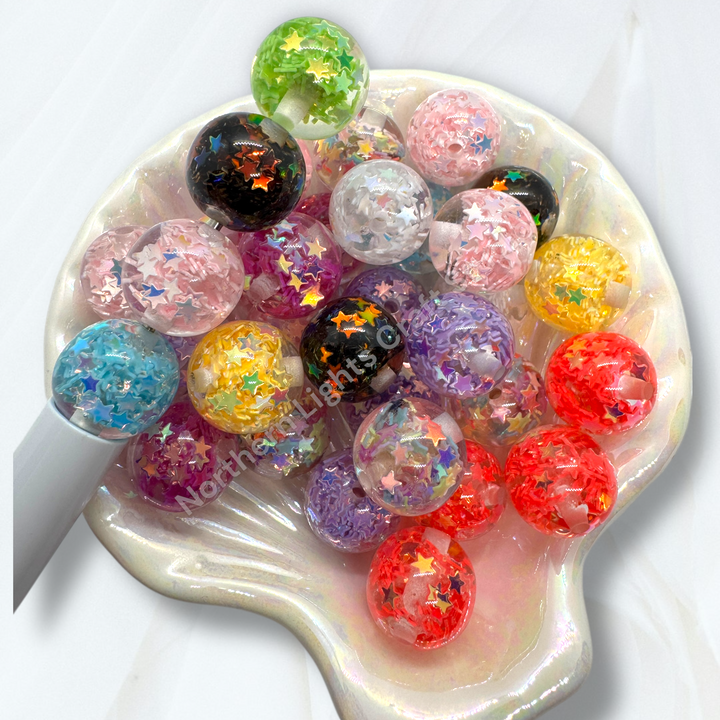 Irridesenct UV Fire Opal Star 16mm Shiny Beads - 20pc.
