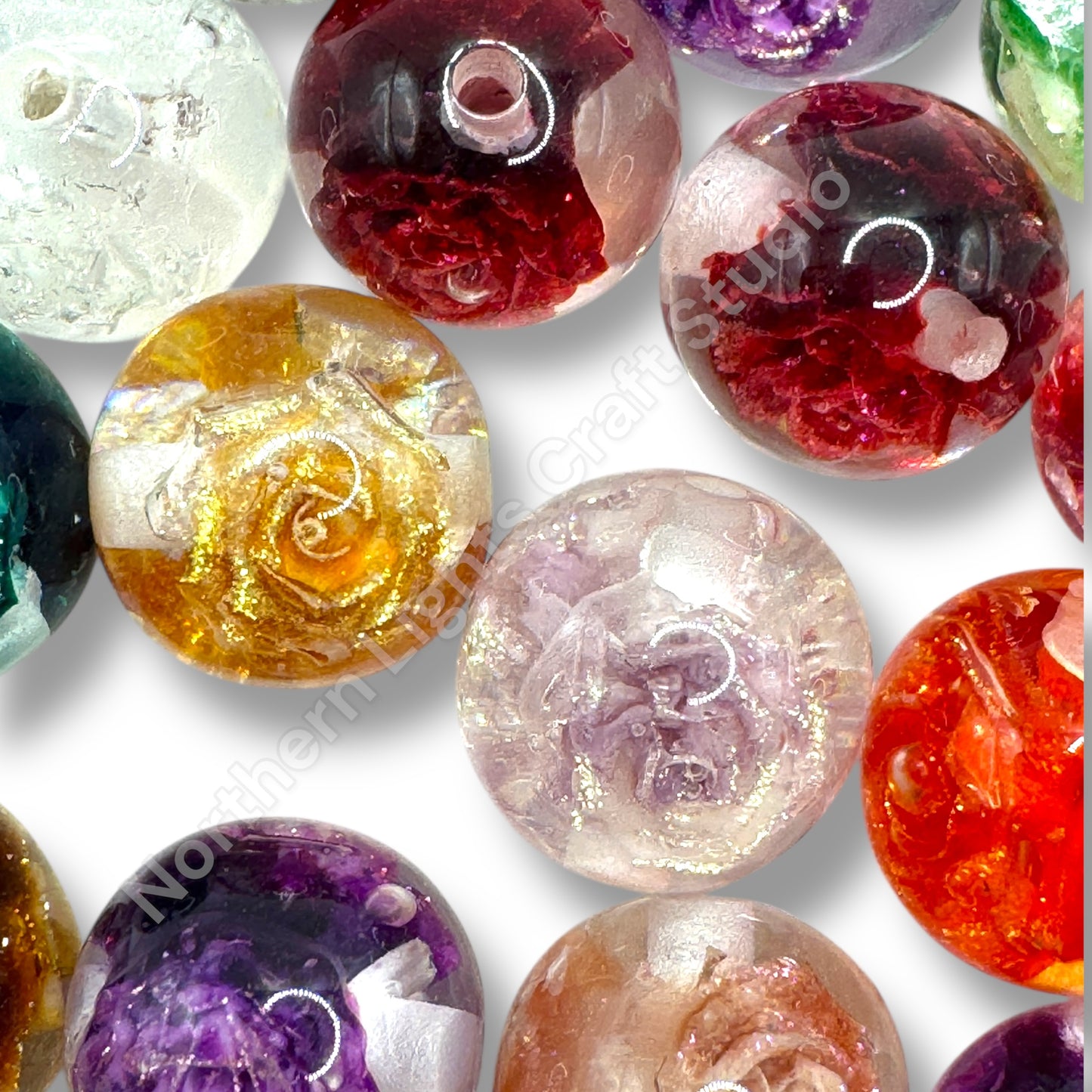 Glitter Rose Luminous Luxury 16mm Bead - 20 pc.