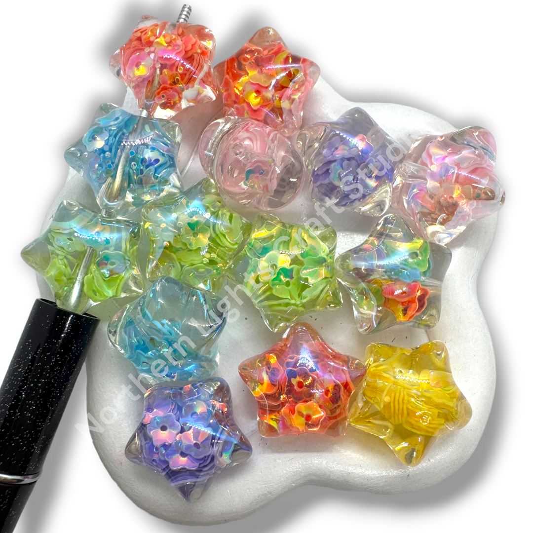 Star Shape UV Luxury Confetti Beads - 10pc.