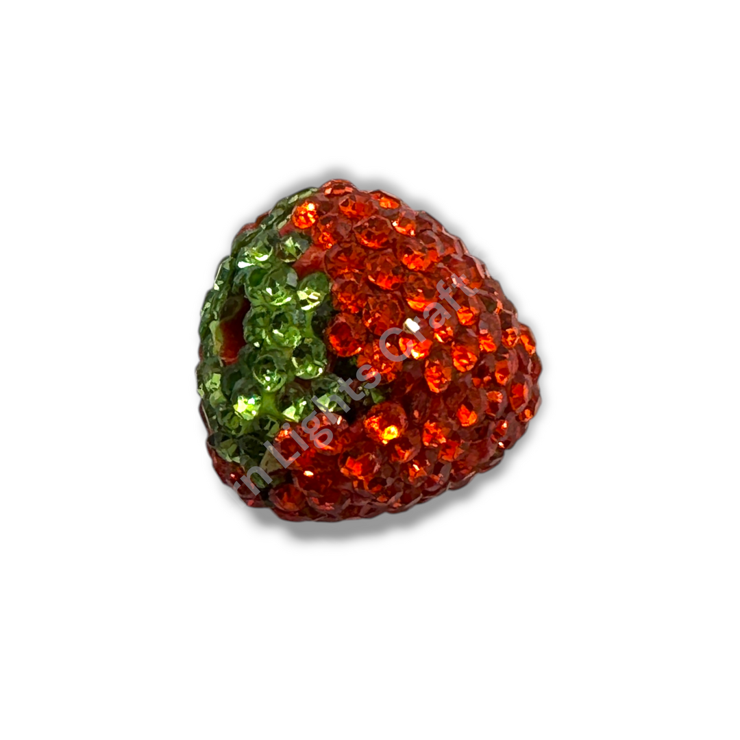 Rhinestone Strawberry Beads -Small or Large Sizes - 1pc.