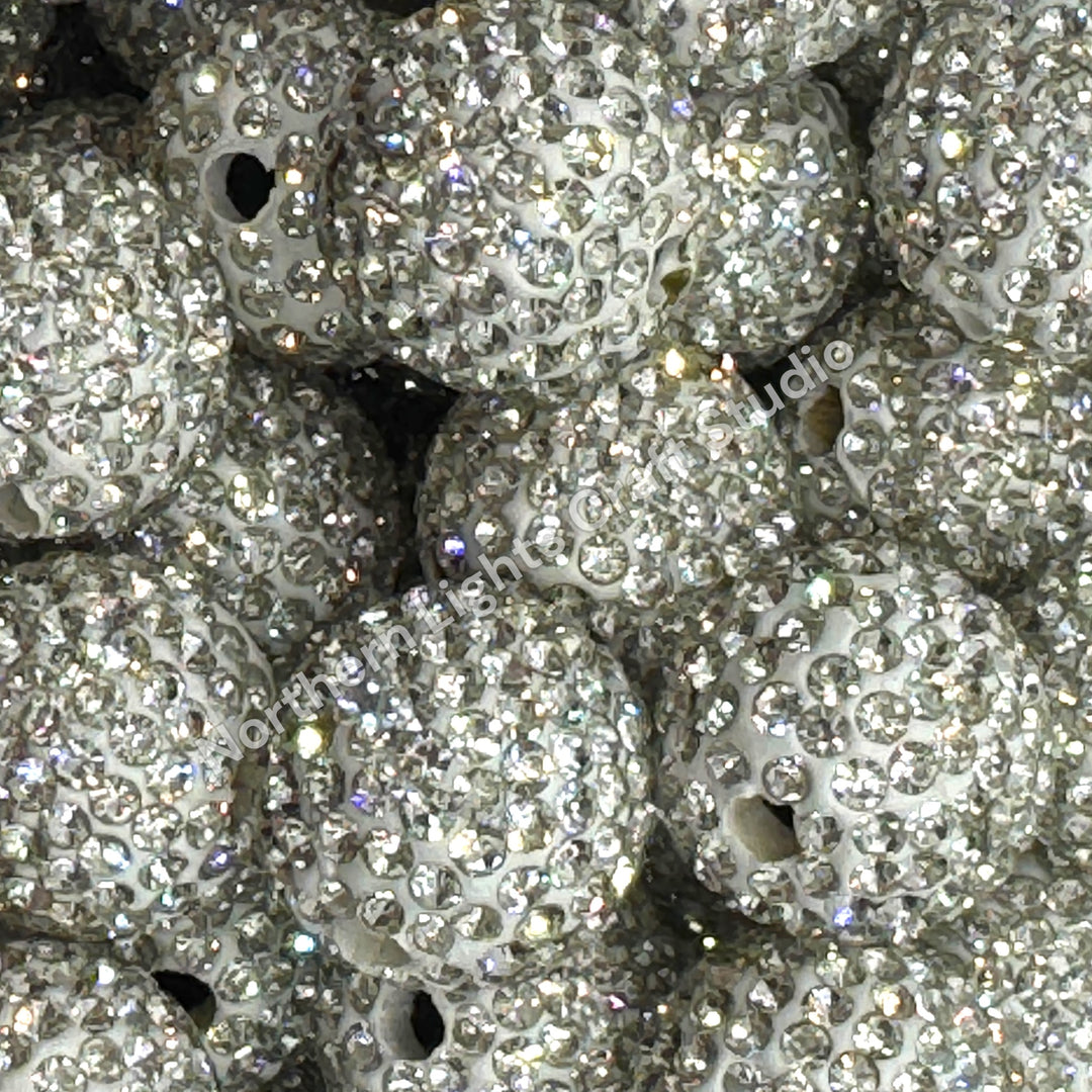 Silver Rhinestone Clay BaseBeads-16mm - 10pc.