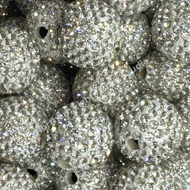 Silver Rhinestone Clay BaseBeads-16mm - 10pc.