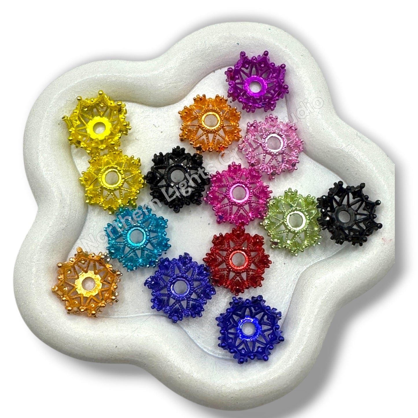 Metal  Star Bead Cap  - 14mm -10pc. - Choose Color