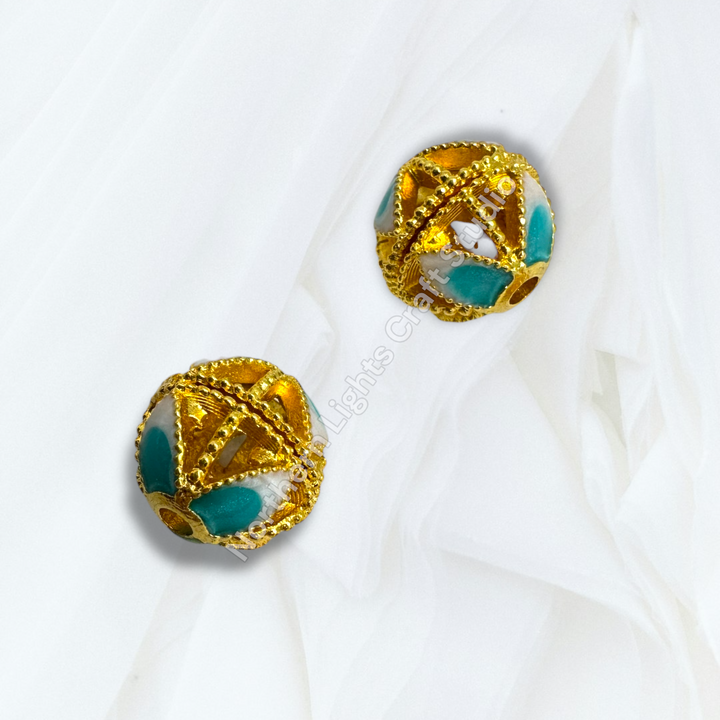 Copper Base Gold Plated Enamel Lotus Petal 10mm Beads - 10pcs.