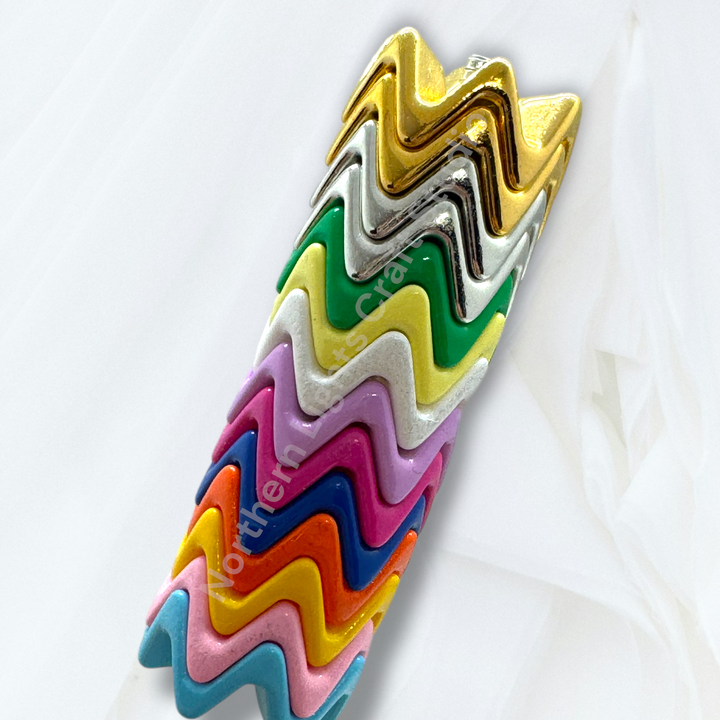 Colorful Zig Zag Acrylic Wavy 16mm Spacers  -Gold, Silver, or Mix- 50 pcs.