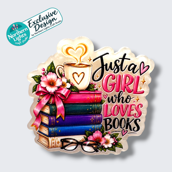 Just a Girl Who Loves Books Flat Back Acrylic 2pc. - Design Exclusive!