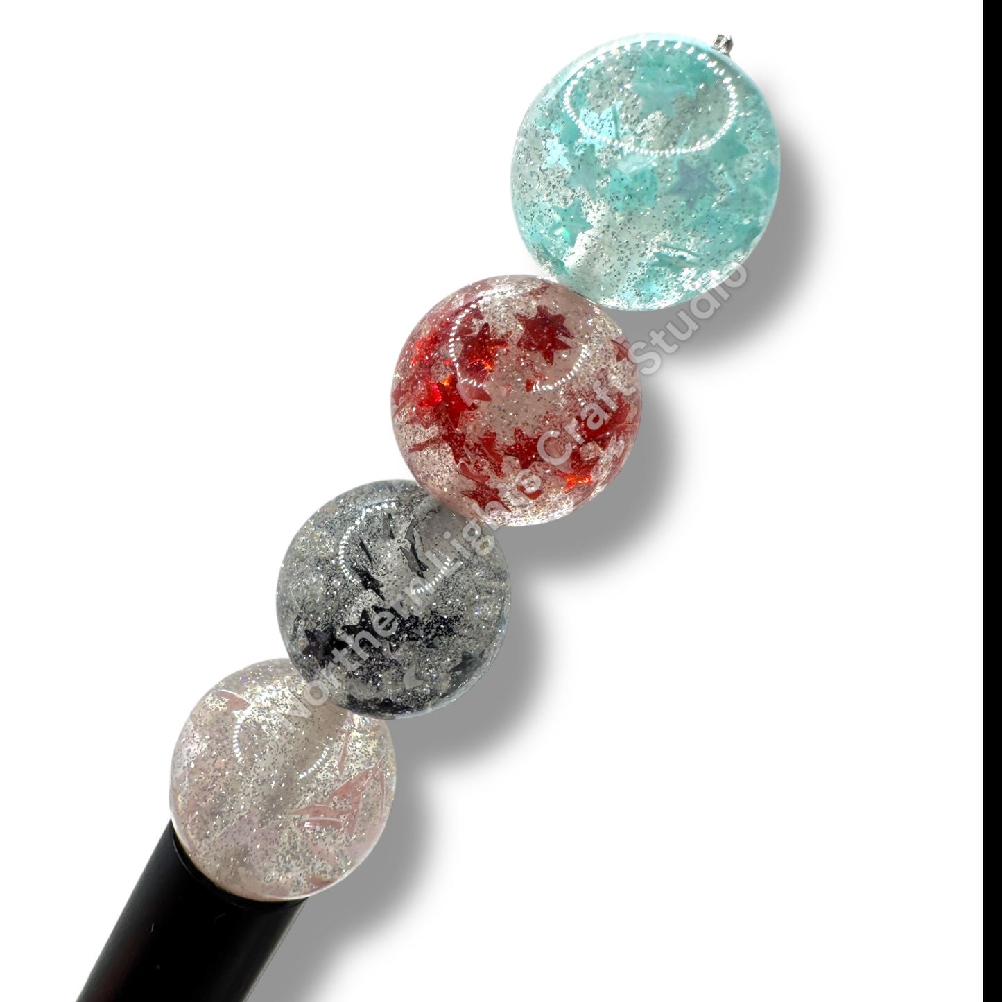 16mm Glitter Star Foil Beads 20pcs.