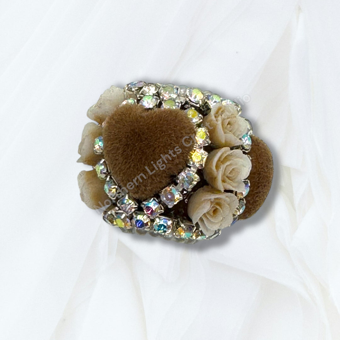 Fancy Velvet Heart and Flower Bead - 10pc.  mix