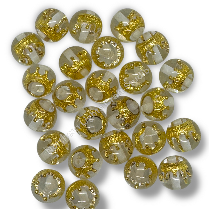 16mm Clear Crown Acrylic Bead Mix -20 Pieces