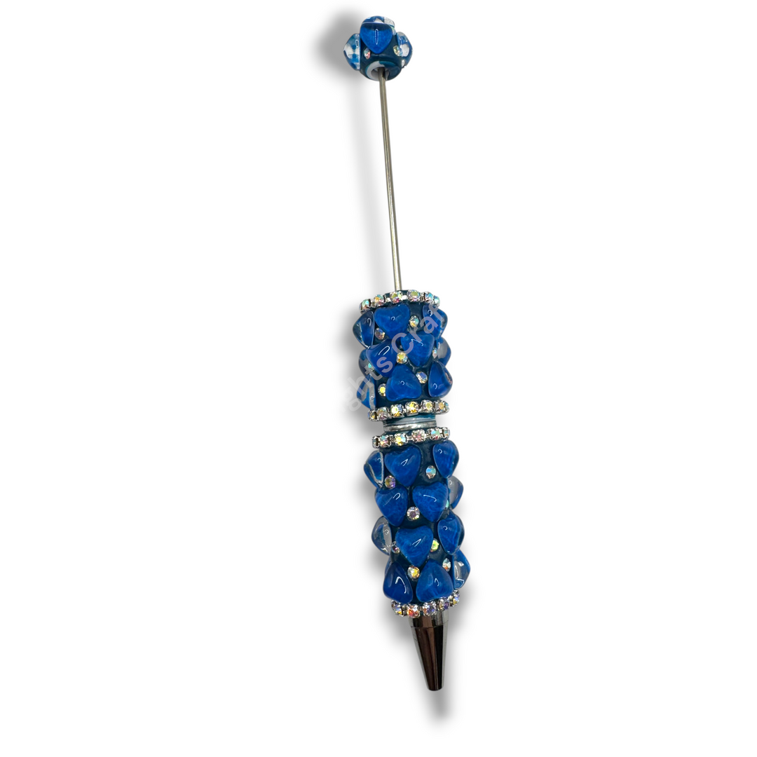Beadable Jelly Neon Glass Heart Fancy Bling Rhinestone Pen