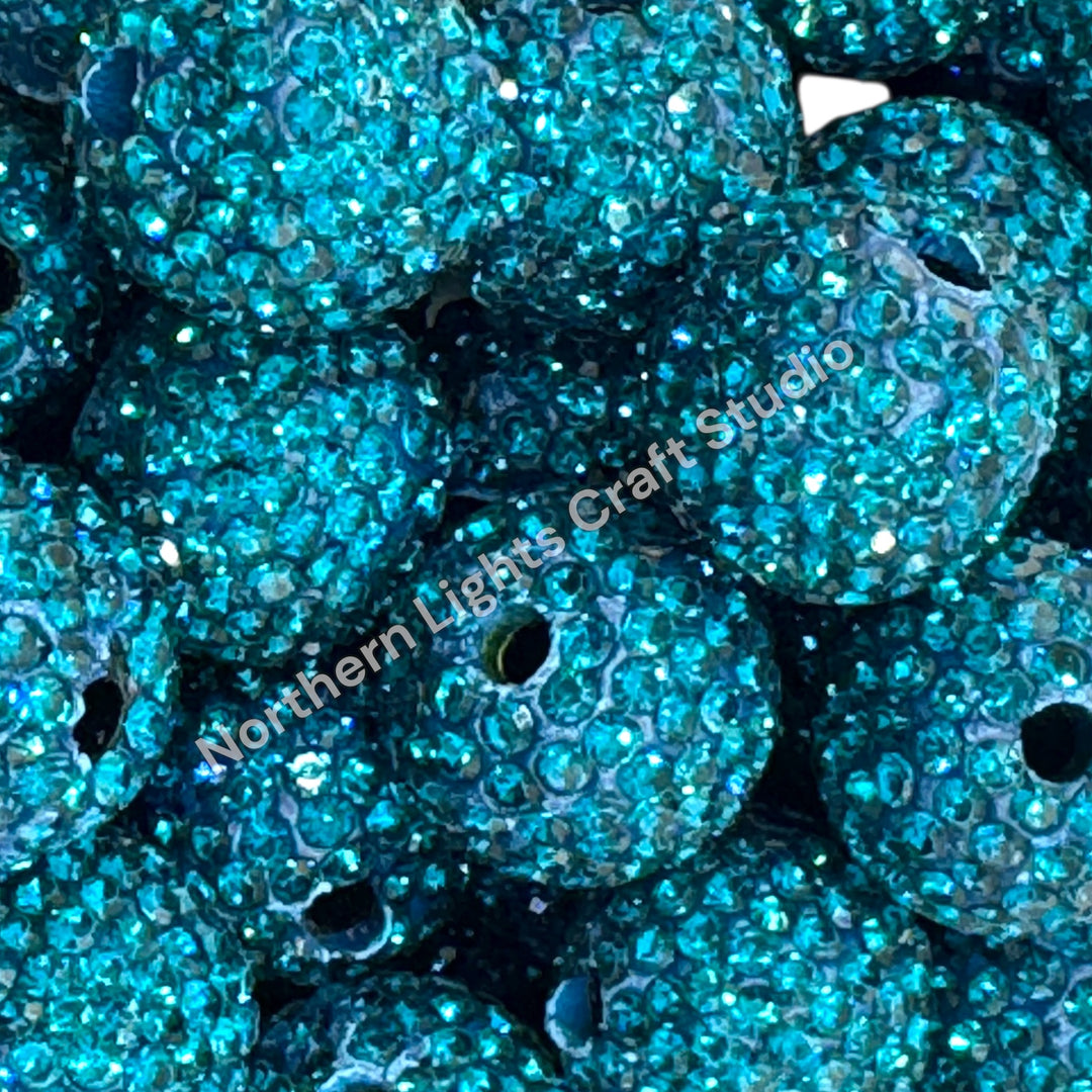 Peacock Rhinestone Clay Base Beads-16mm - 10pc.
