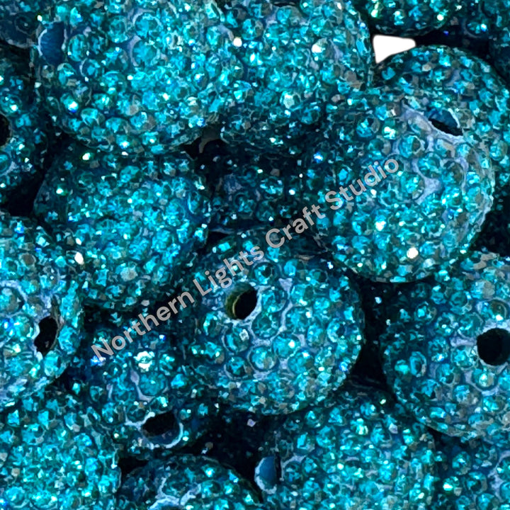 Peacock Rhinestone Clay Base Beads-16mm - 10pc.