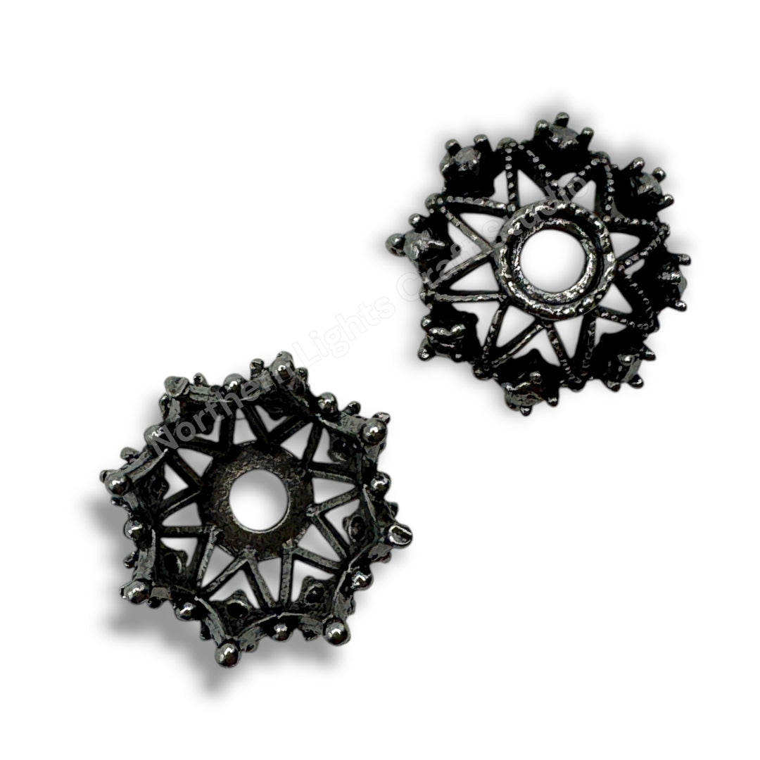 Metal  Star Bead Cap  - 14mm -10pc. - Choose Color