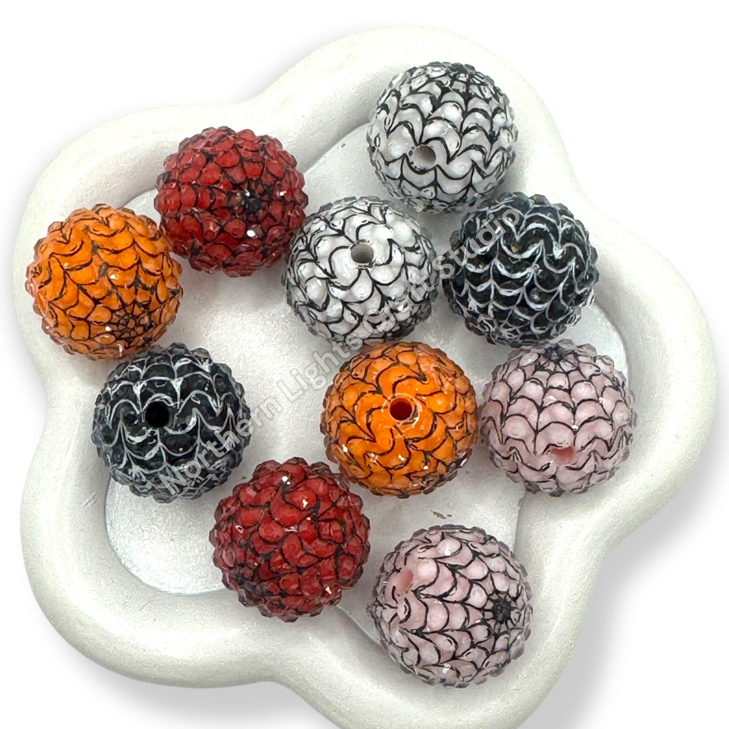 20mm Halloween Rhinestone Acrylic Bead Mix - 10 pc.