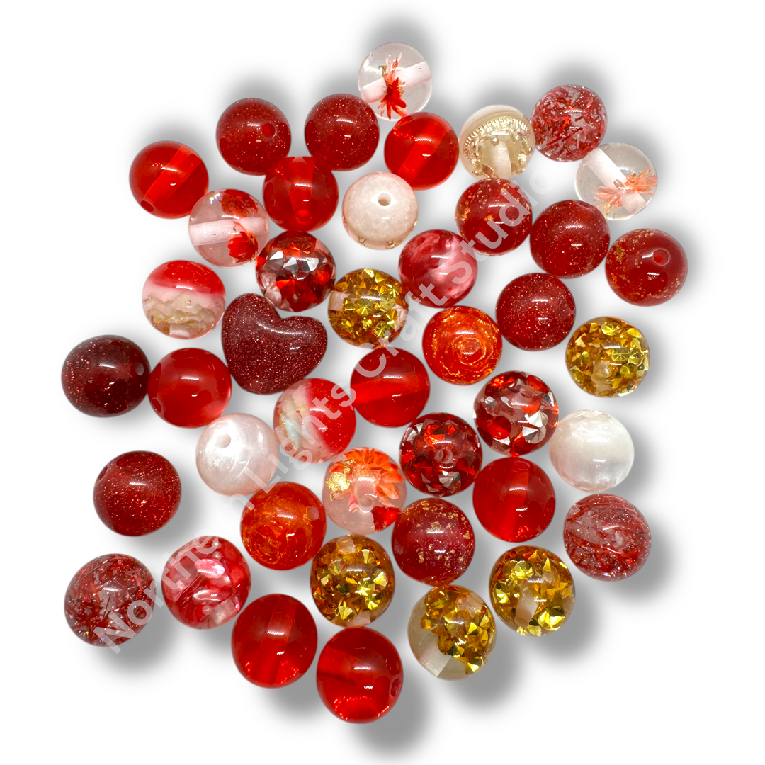 Red Premium Bead 16mm Resin Mix -20 pc.