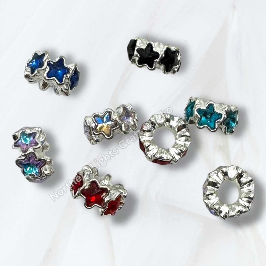 Premium Metal Crystal Star Spacer - 10pc. Mix