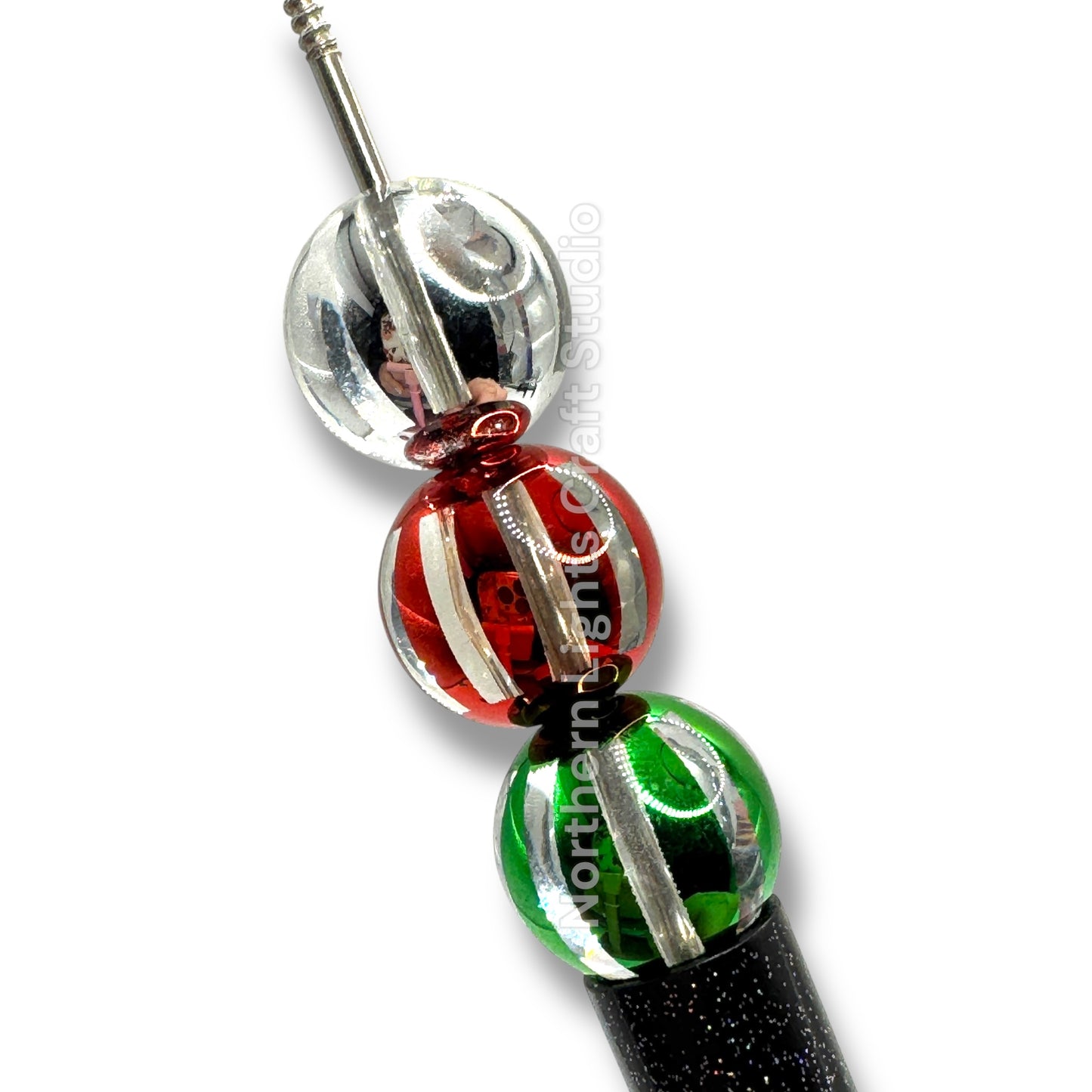 Shiny Striped Beads - Christmas Mix - 16mm or 12mm