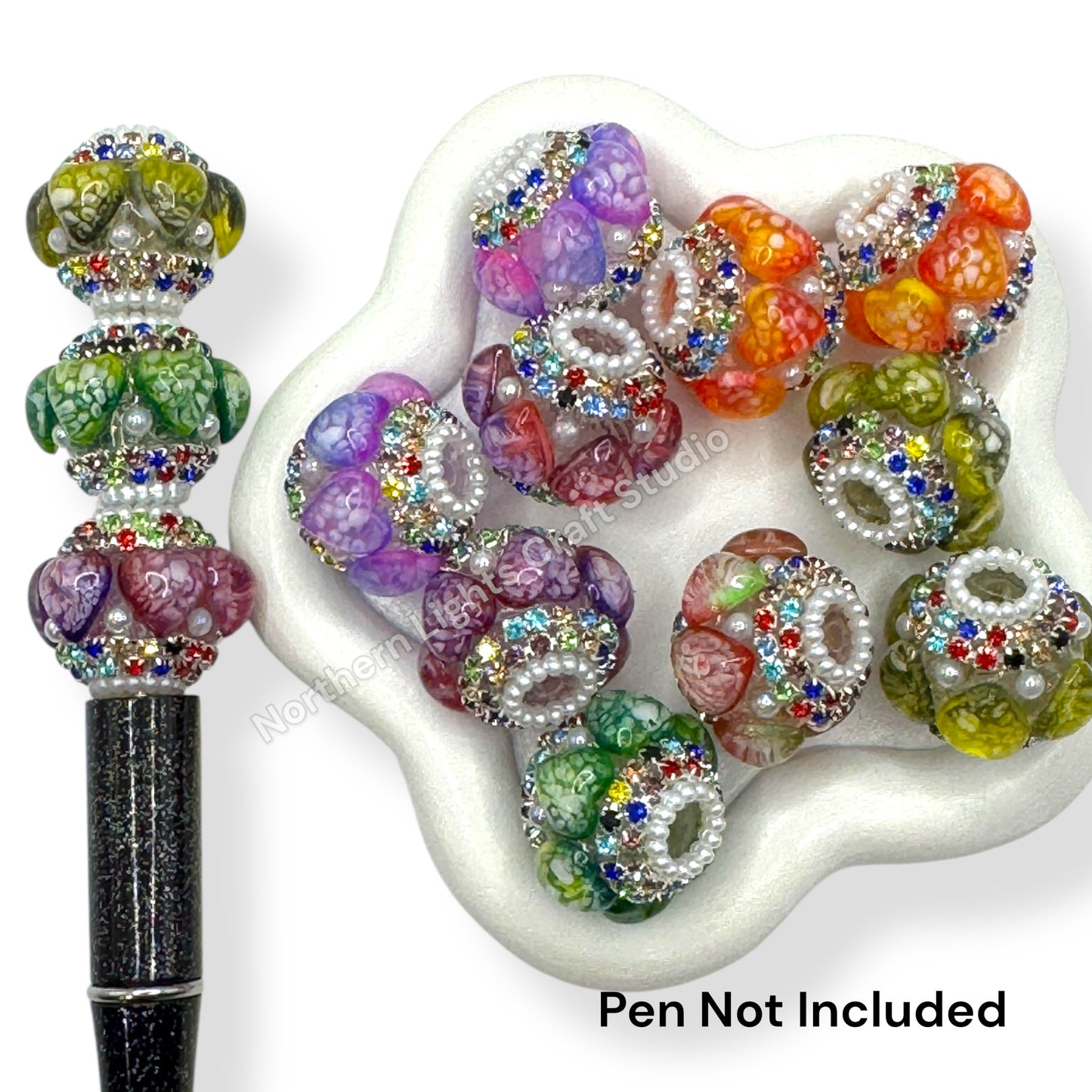 Colorful Heart Bubble Bead-5pc. mix