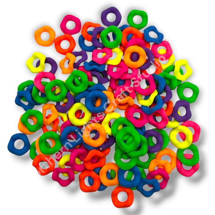 Neon Matte Finish Acrylic 16mm Wavy Spacers - 50pc. Mix