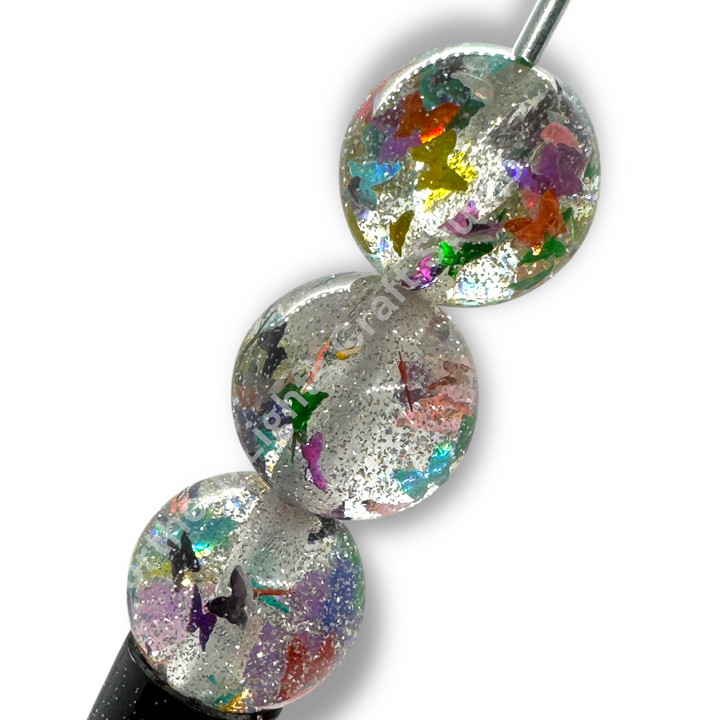 Glitter Foil Multicolor Butterfly Beads 16mm - 20pc.