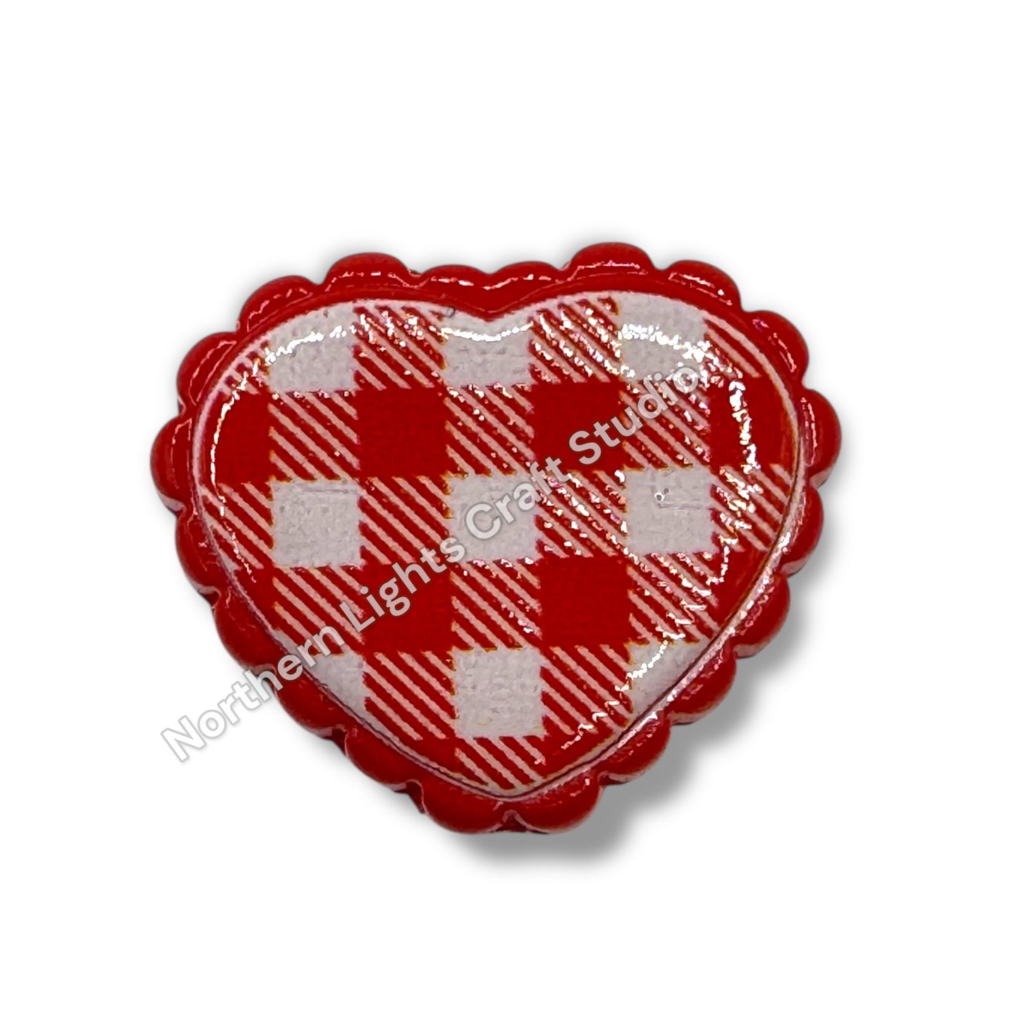 Checker Print Lace Heart Beads -10pc.