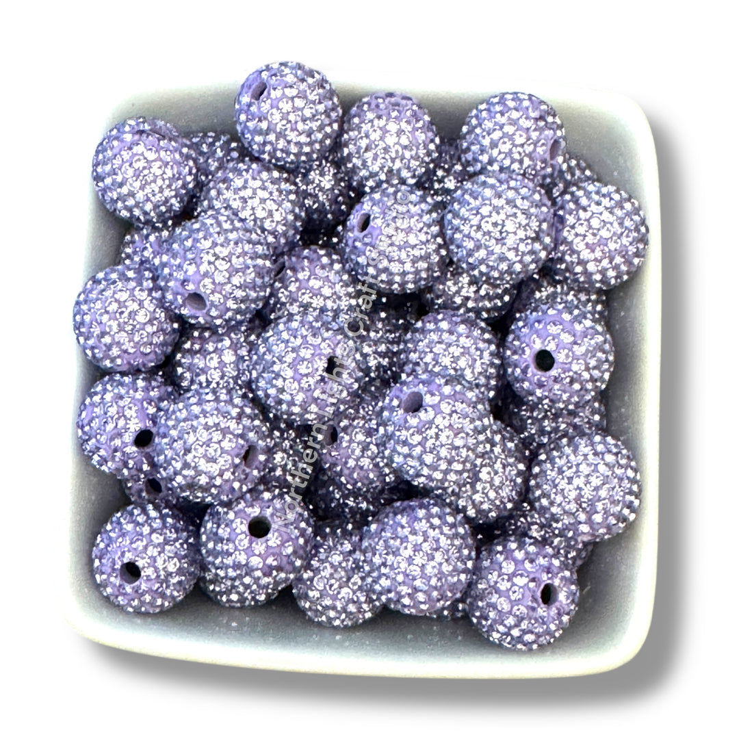 Light Purple Rhinestone Clay Base Beads-16mm - 10pc.