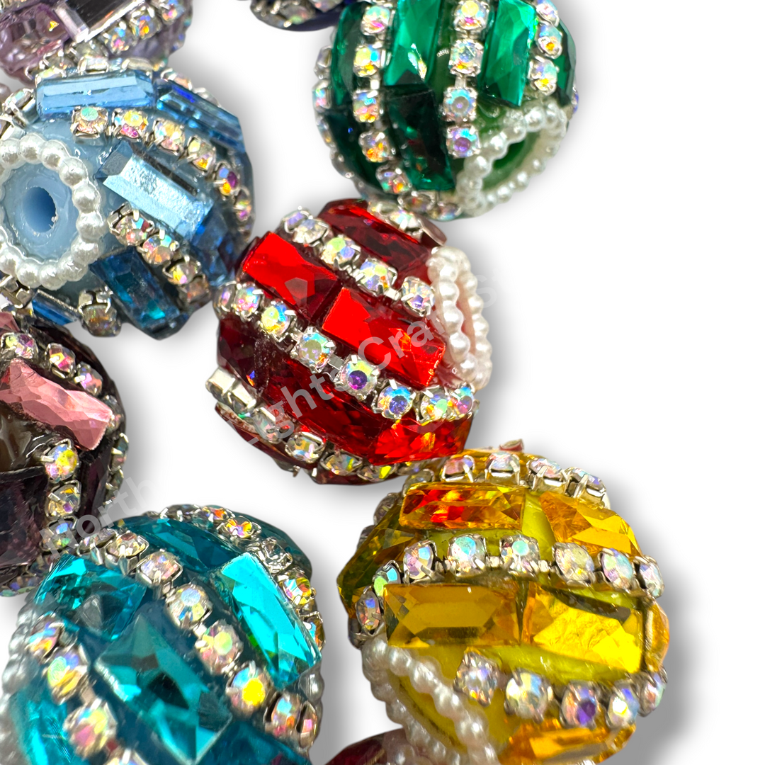 Swirl Rhinestone Crystal Fancy Beads 20mm- 10 piece mix