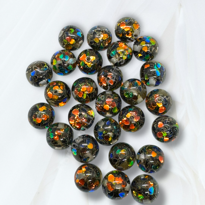 16mm Black Opal Fire Heart Confetti Beads - 20pc.