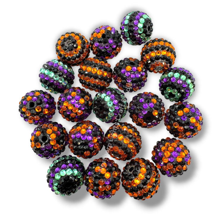 20mm Stripe and Multi Acrylic Rhinestone Bead Mix - 10 pc.