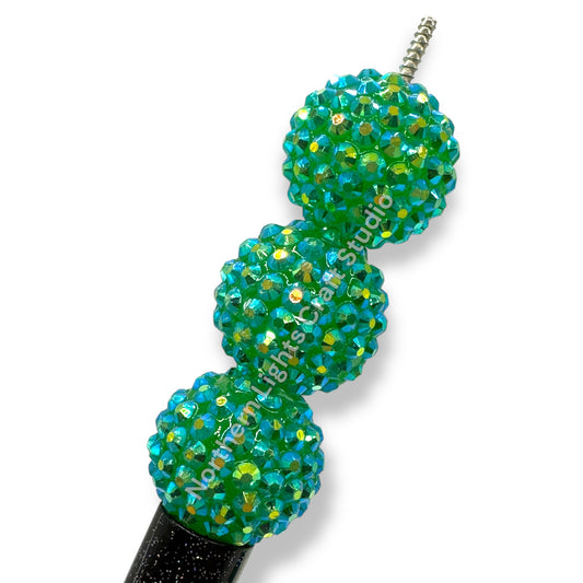 Medium Green AB Acrylic 20mm Rhinestone Bubblegum Beads - 10pc.