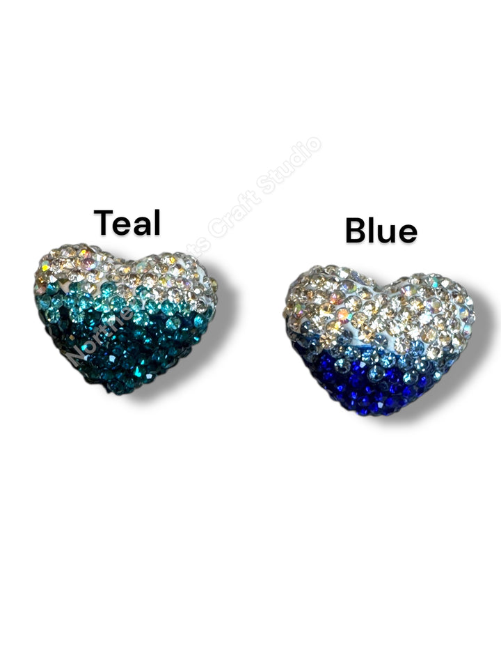 Ombre Rhinestone Heart Beads - Read Description