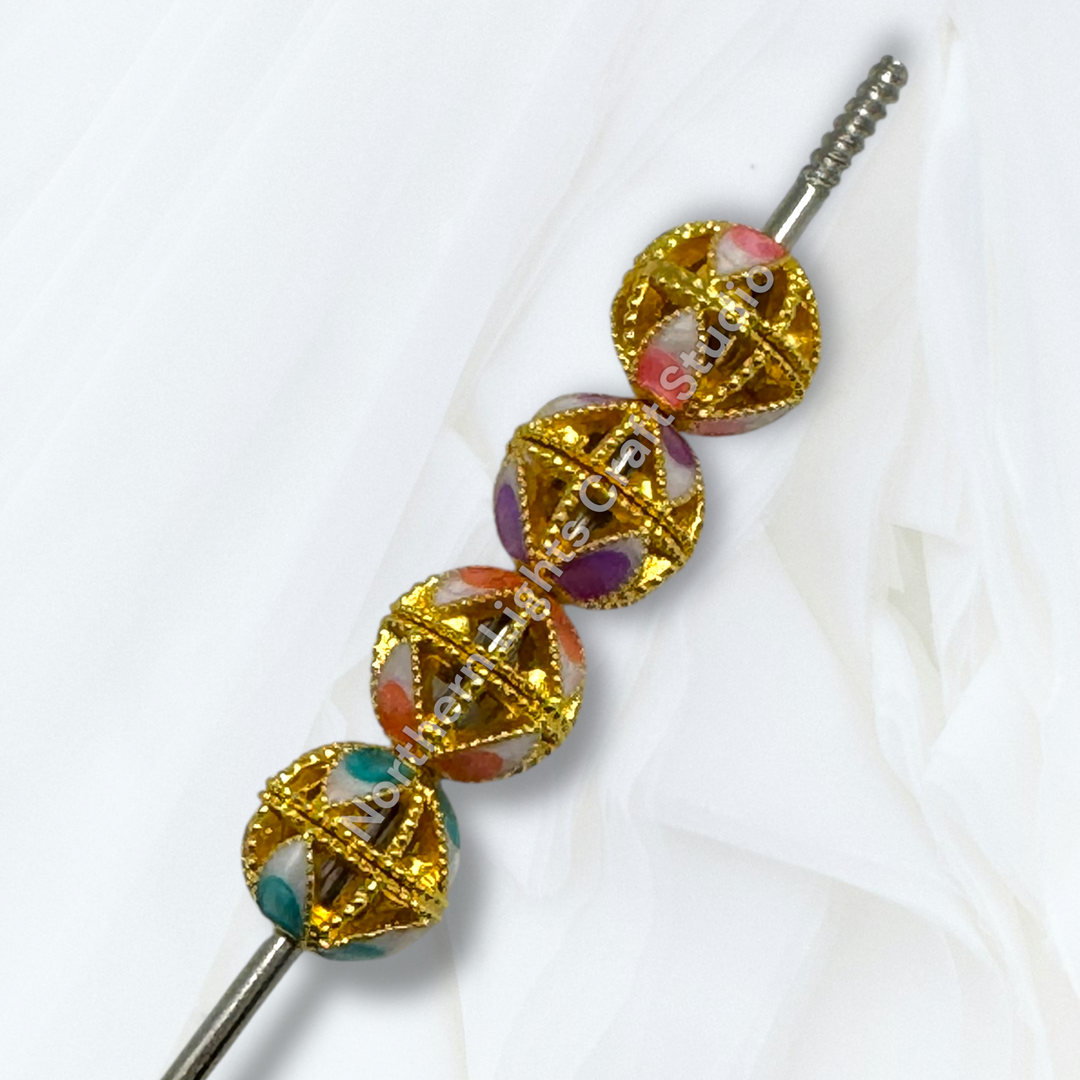 Copper Base Gold Plated Enamel Lotus Petal 10mm Beads - 10pcs.