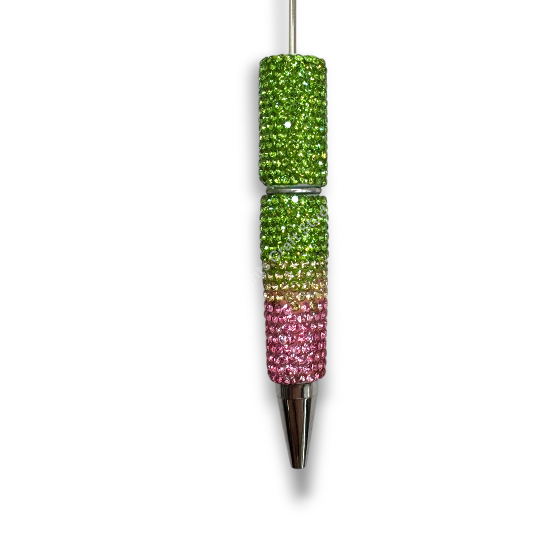 Pink and Green Theme Rhinestone Beadable Pens - 1pc.
