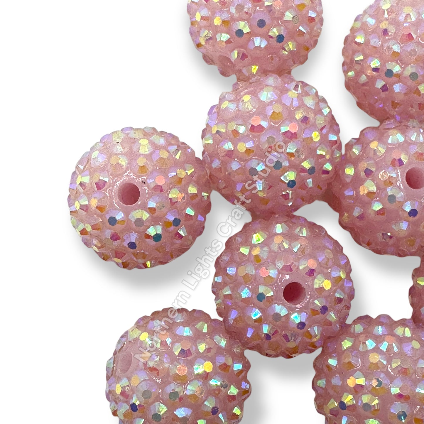 Pink Ice AB 20mm Acrylic Rhinestone Bubblegum Beads - 10pc.