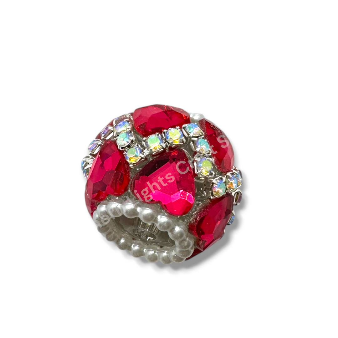 Rhinestone Zig Zag Heart Shape Crystal Fancy Bead - 4pc.