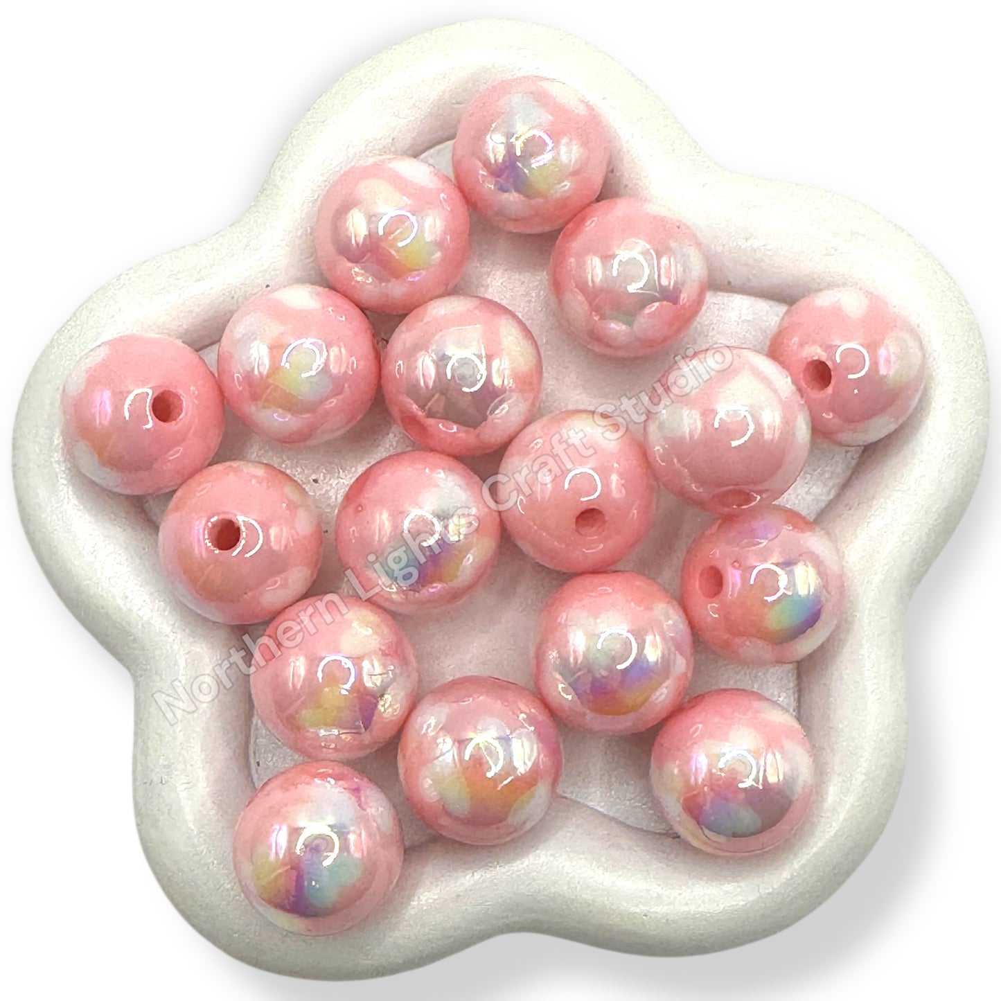 Heart Printed 16mm Acrylic Beads - 20pc. - Choose Style