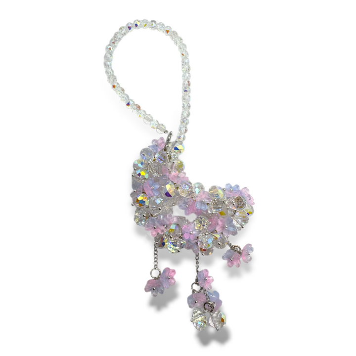 AB And Purple Pink Ombre Flower Crystal Moon Suncatcher Car Charm