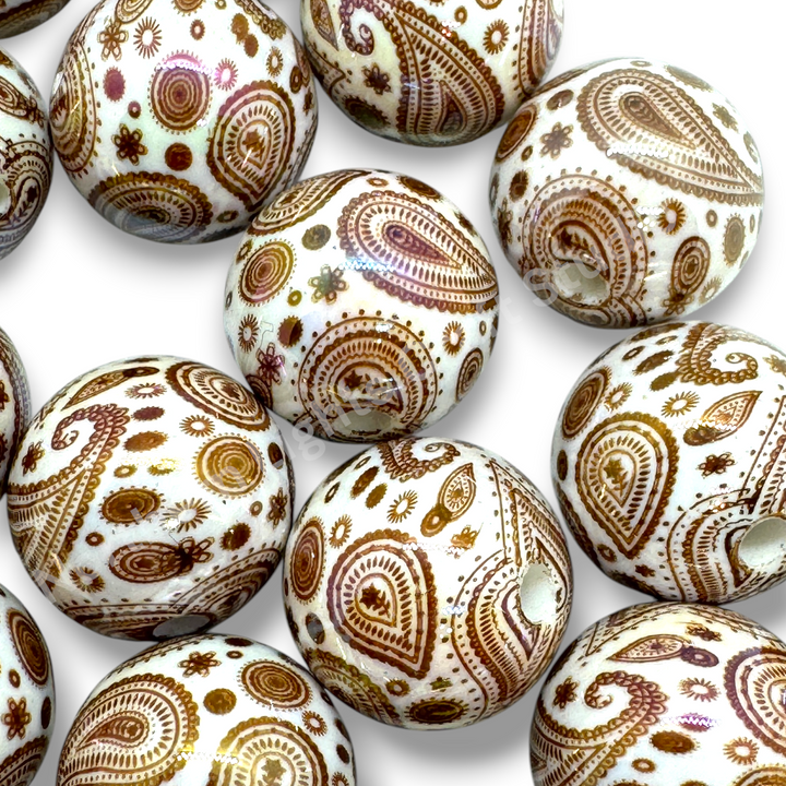 Paisley Bandana Printed 16mm Acrylic Beads - 20pc.