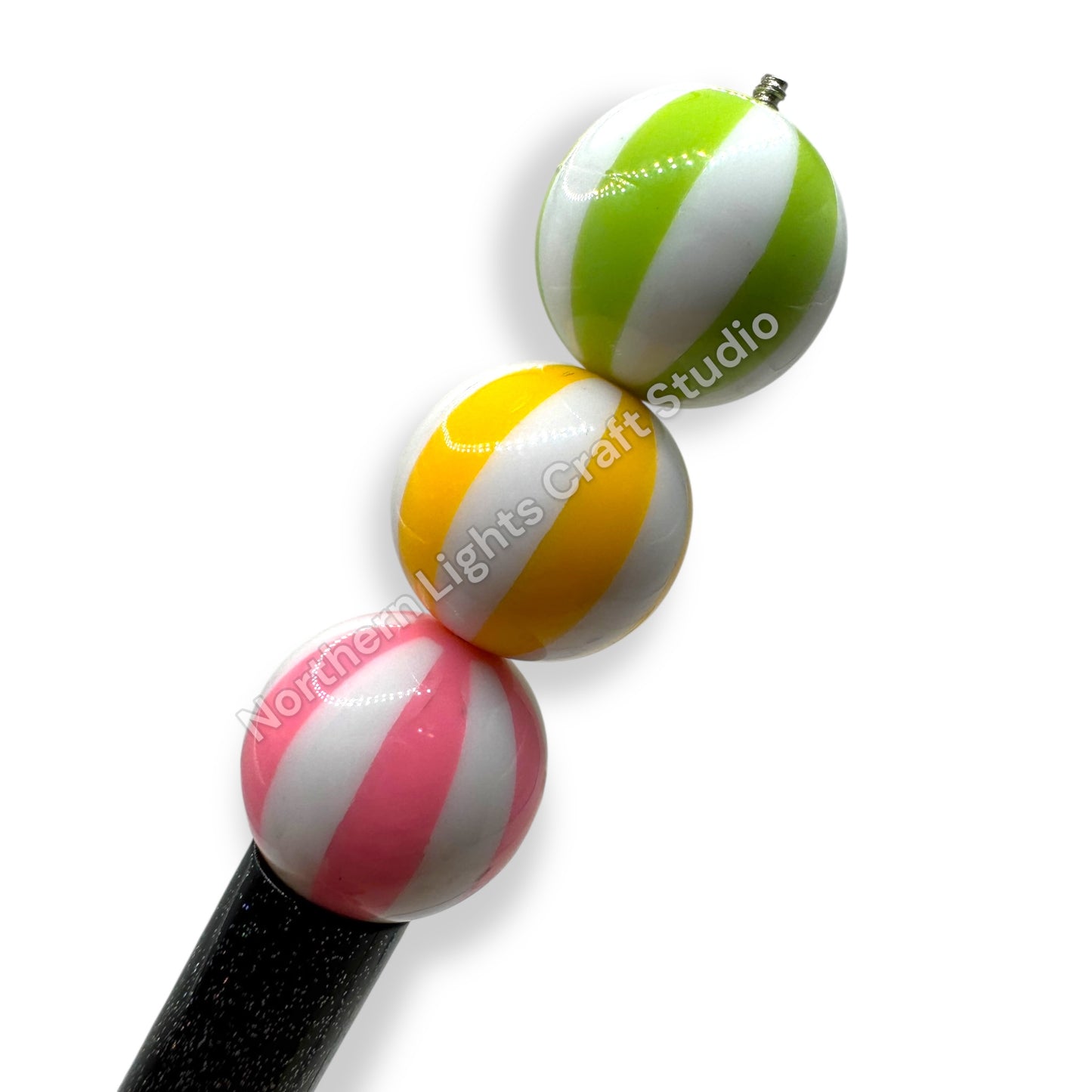 Colorful Striped 20mm Bead -10pc. mix