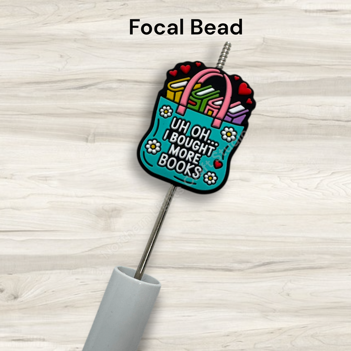 Uh Oh I Bought More Books Silicone Focal Bead