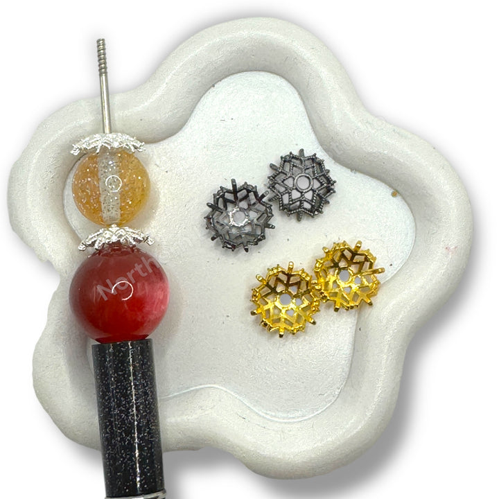 Metal Snowflake Bead Cap- 14mm -10pc.