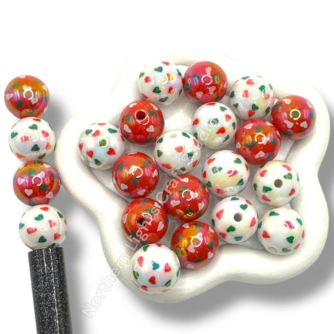 16mm Christmas Acrylic Printed Mix - 10 pc.
