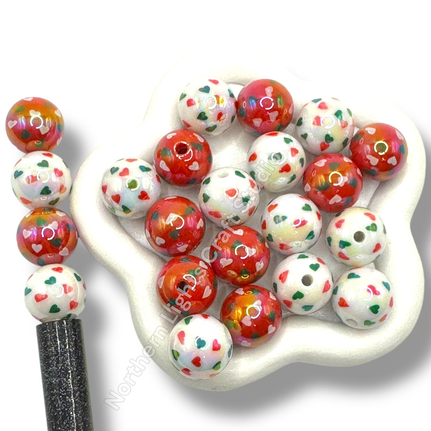 16mm Christmas Acrylic Printed Mix - 10 pc.