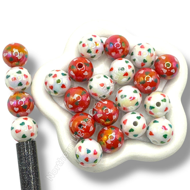 16mm Christmas Acrylic Printed Mix - 10 pc.